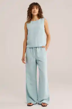 Wehkamp WE Fashion wide leg regularwaist broek lichtblauw aanbieding