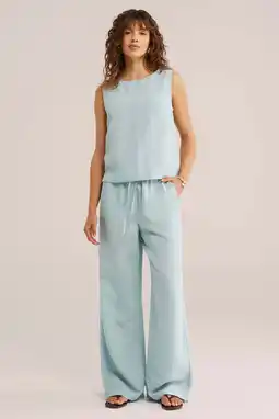 Wehkamp WE Fashion wide leg regularwaist broek lichtblauw aanbieding