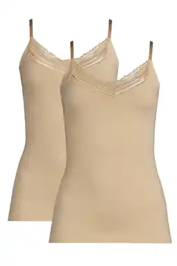 Wehkamp My Basic by After Eden hemd met kant (set van 2) beige aanbieding