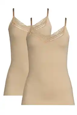 Wehkamp My Basic by After Eden hemd met kant (set van 2) beige aanbieding