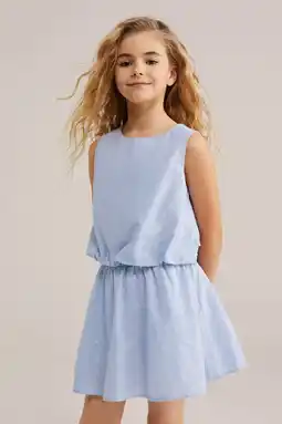 Wehkamp WE Fashion gestreepte mouwloze top lichtblauw aanbieding