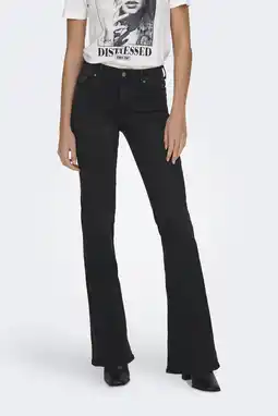 Wehkamp ONLY flared jeans ONLLUSH black denim aanbieding