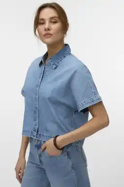 Wehkamp VERO MODA blouse light blue denim aanbieding