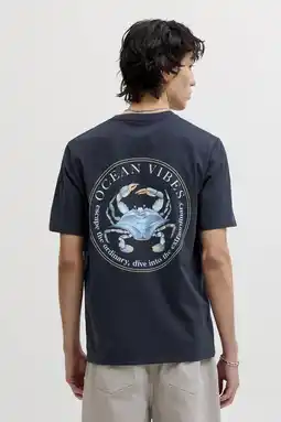 Wehkamp JACK & JONES ORIGINALS relaxed T-shirt met backprint donkerblauw aanbieding