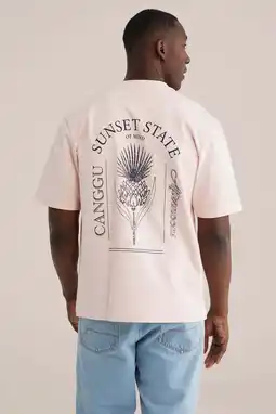 Wehkamp WE Fashion relaxed T-shirt met backprint lichtroze aanbieding