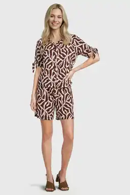 Wehkamp Geisha blouse met print - bruin aanbieding