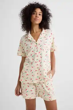 Wehkamp Dreamcovers shortama ecru/rood aanbieding