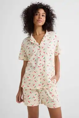 Wehkamp Dreamcovers shortama ecru/rood aanbieding