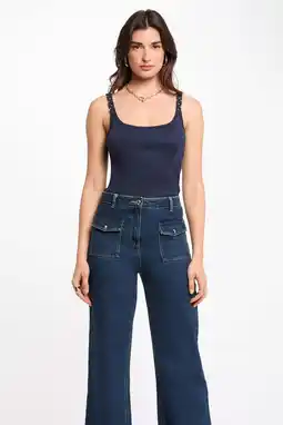 Wehkamp Morgan top marineblauw met glitter aanbieding