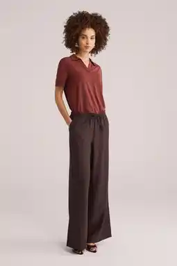 Wehkamp WE Fashion wide leg regularwaist broek bruin aanbieding