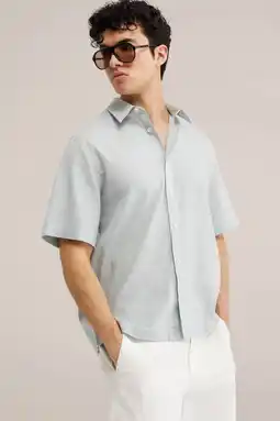 Wehkamp WE Fashion relaxed casual overhemd met linnen mintgroen aanbieding