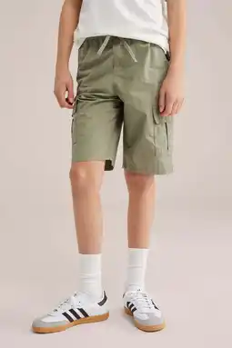 Wehkamp WE Fashion Blue Ridge loose fit cargo short olijfgroen aanbieding