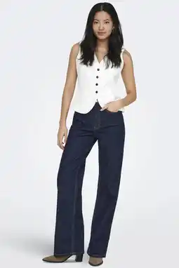 Wehkamp ONLY high waist wide leg jeans ONLJUICY dark blue denim aanbieding
