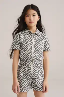Wehkamp WE Fashion Blue Ridge Straight playsuit ecru met zebraprint aanbieding