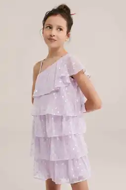 Wehkamp WE Fashion one shoulder jurk lila aanbieding