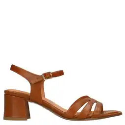 Wehkamp No Stress leren sandalettes blokhak cognac aanbieding