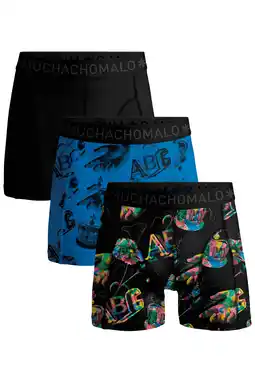 Wehkamp Muchachomalo boxershort - blauw/zwart (set van 3) aanbieding