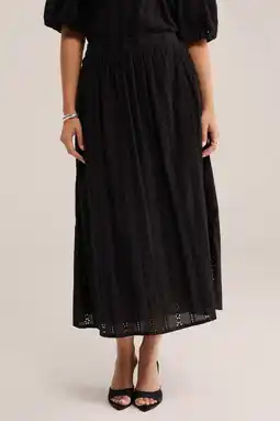 Wehkamp WE Fashion midi rok broderie zwart aanbieding