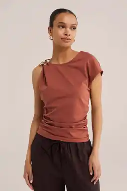 Wehkamp WE Fashion top met knoopdetail - terra aanbieding