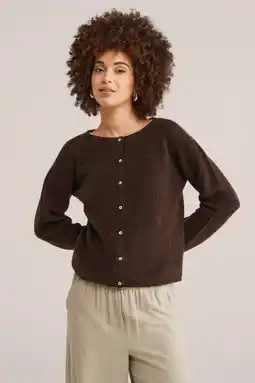 Wehkamp WE Fashion vest fijn gebreid donkerbruin aanbieding