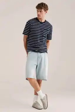 Wehkamp WE Fashion Blue Ridge loose denim short lichtblauw aanbieding