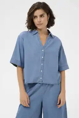 Wehkamp Kaffe top medium blue denim aanbieding