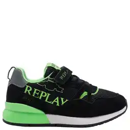Wehkamp REPLAY Shoot JR suede sneakers zwart/neon groen aanbieding