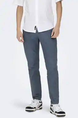 Wehkamp ONLY & SONS ONSMARK tapered chino met linnen donkerblauw aanbieding