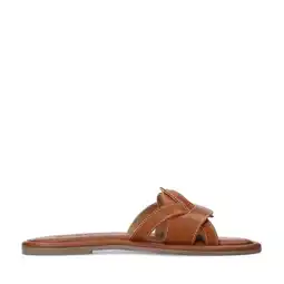 Wehkamp Sacha leren slippers cognac aanbieding