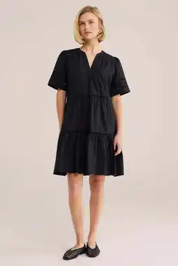 Wehkamp WE Fashion korte jurk met broderie zwart aanbieding