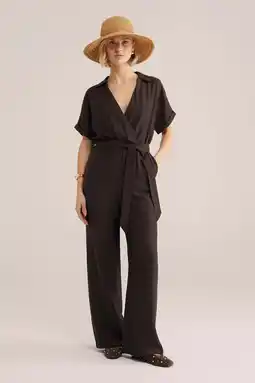 Wehkamp WE Fashion Straight jumpsuit bruin aanbieding