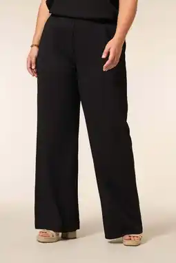Wehkamp Miss Etam Plus wide leg highwaist broek zwart aanbieding