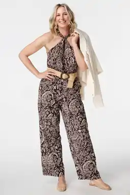 Wehkamp MS Mode jumpsuit met paisley print bruin aanbieding