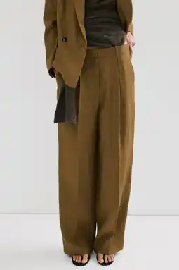 Wehkamp Mango straight regularwaist broek met linnen kaki aanbieding