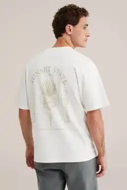 Wehkamp WE Fashion relaxed T-shirt met backprint ecru aanbieding