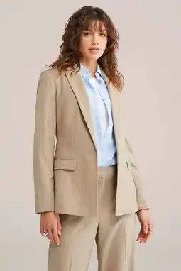 Wehkamp WE Fashion getailleerde blazer met krijtstreep taupe aanbieding