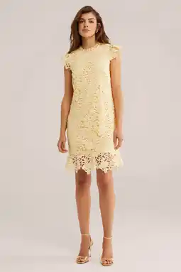 Wehkamp WE Fashion gebloemde cocktailjurk lichtgeel aanbieding