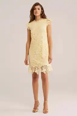 Wehkamp WE Fashion gebloemde cocktailjurk lichtgeel aanbieding