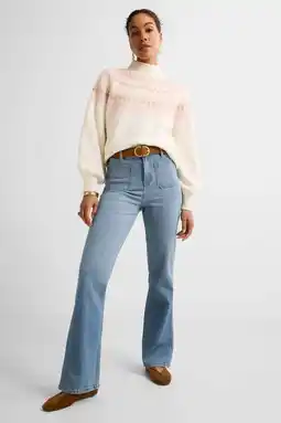 Wehkamp Ruby high waist flared jeans light blue aanbieding