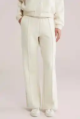 Wehkamp WE Fashion straight regularwaist flared broek ecru aanbieding