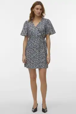 Wehkamp VERO MODA wikkel-/overslagjurk donkerblauw aanbieding
