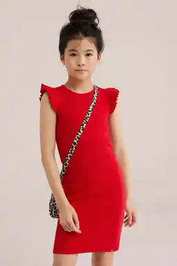 Wehkamp WE Fashion midi jurk rib gebreid rood aanbieding