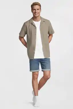 Wehkamp Anytime seersucker overhemd lichtkhaki aanbieding