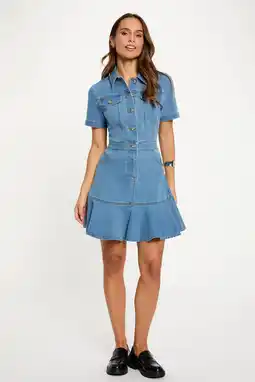 Wehkamp Morgan denim A-lijn jurk medium blue denim aanbieding