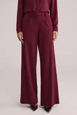 Wehkamp WE Fashion wide leg highwaist broek donkerrood aanbieding