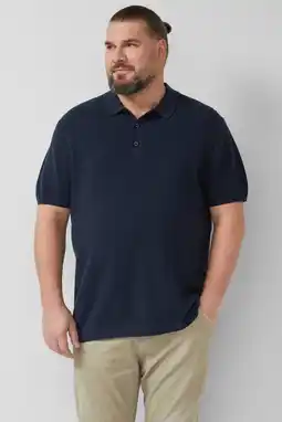 Wehkamp s.Oliver Big Size regular polo gebreid donkerblauw aanbieding
