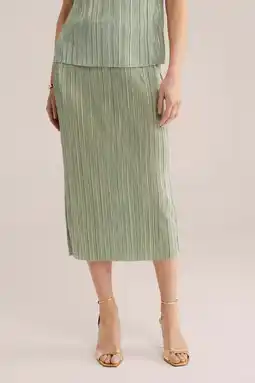 Wehkamp WE Fashion midi rok met lurex lichtgroen aanbieding