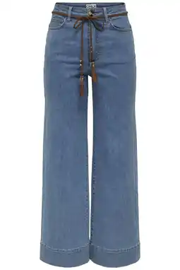 Wehkamp ONLY Onlmadison Hw Belt Wd Crp Dnm Gua165Noos highwaist wide leg jeans medium blue denim aanbieding