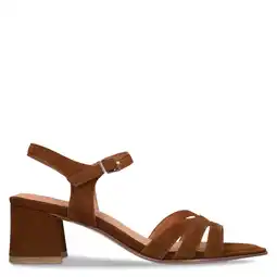 Wehkamp No Stress leren sandalettes blokhak bruin aanbieding