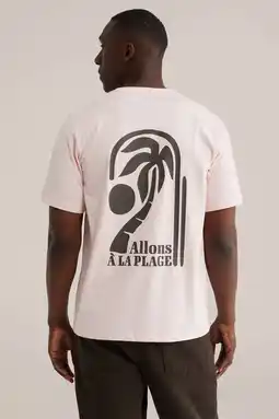 Wehkamp WE Fashion regular T-shirt met backprint lichtroze aanbieding